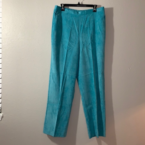 NEW Alfred dunner stretch corduroy straight leg pants Sz 14 Grand Canyon aqua - Picture 1 of 14